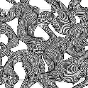 Безшовная картина с завитками линии волны. Монохромный - изображение в векторном виде