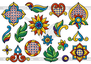 Mexican decoration set of talavera ceramic - vector clip art