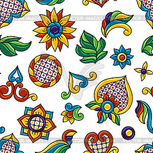 Mexican talavera seamless pattern. Decorative - vector clipart
