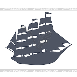 Sailing vessel silhouette. Nautical symbol icon - vector image