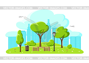 Beautiful summer or spring city park - vector image