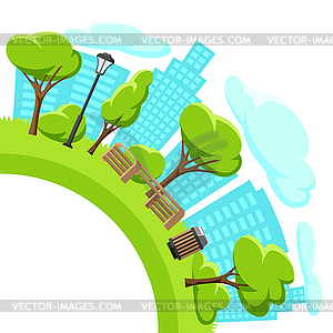 Background with beautiful summer or spring city park - vector clipart