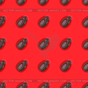 Seamless pattern of slice ripe watermelon with seeds - vector clipart