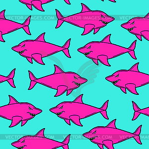 Seamless pattern with cartoon sharks. Urban colorfu - vector EPS clipart