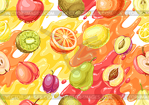 Seamless pattern with ripe fruits - vector clip art