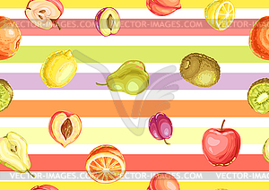 Seamless pattern with ripe fruits - color vector clipart