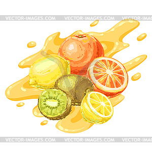 Background with ripe fruits - vector image