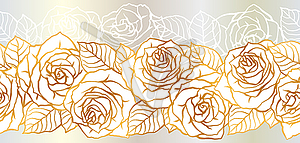 Seamless pattern with outline roses. Beautiful - color vector clipart