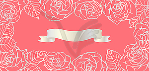 Background with outline roses. Beautiful flowers an - vector clipart