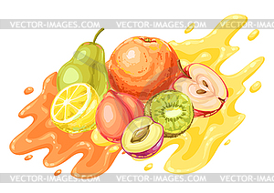 Background with ripe fruits - vector clipart