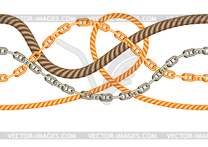 Seamless pattern with old chains and ropes - vector image