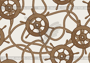 Nautical seamless pattern with ship steering - vector clipart