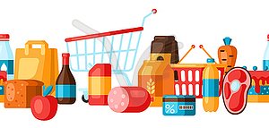 Supermarket seamless pattern with food icons - vector EPS clipart