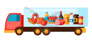 Truck with food - vector clip art