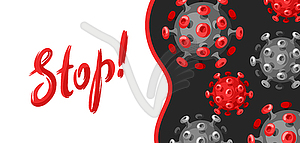 Stop Covid-19. Background with coronavirus molecule - vector image