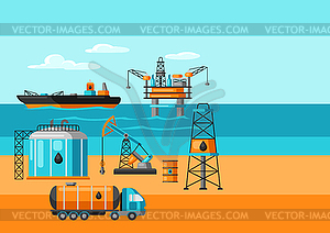 Добыча нефти - векторизованное изображение