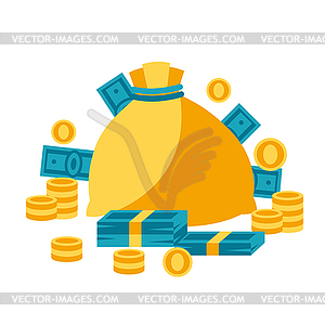 Bag and money - vector image