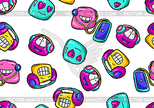 Seamless pattern of cartoon funny characters - vector image