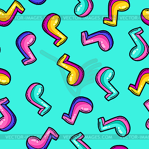 Seamless pattern with cartoon musical notes - vector clip art
