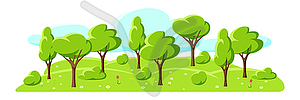 Весна или лето фон со стилизованными деревьями - изображение векторного клипарта