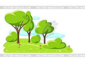 Spring or summer background with stylized trees - vector clipart / vector image