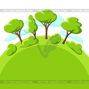 Spring or summer background with stylized trees - vector image