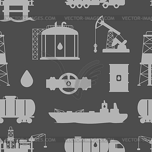 Seamless pattern with oil and petrol icons - vector clipart