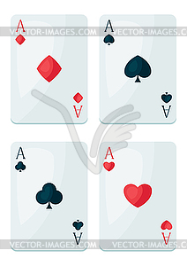 Set of four aces playing cards suit - vector EPS clipart