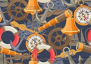 Seamless pattern with symbols and items - vector image