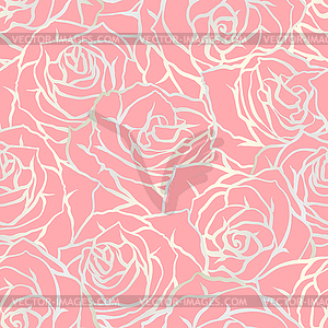 Seamless pattern with outline roses. Beautiful - vector image