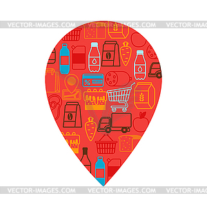 Supermarket background with food icons - vector image