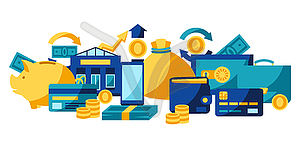 Banking with money icons - vector EPS clipart