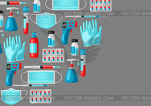 Фон с медицинским оборудованием и защитой - векторный клипарт EPS