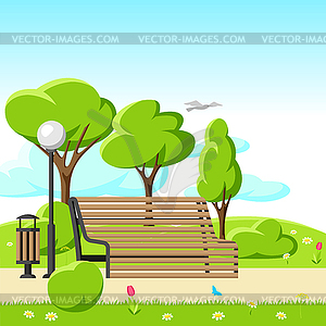 Beautiful summer or spring city park - color vector clipart