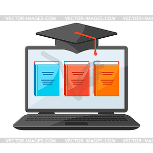 Online studying at home concept. Distance education - color vector clipart