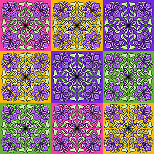 Art Nouveau ceramic tile pattern. Floral motifs in - royalty-free vector clipart