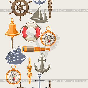 Seamless pattern with symbols and items - vector image