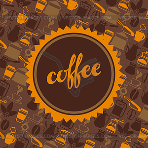 Background with coffee icons. Food beverage items - vector clip art