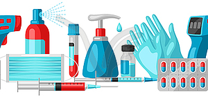 Seamless pattern with medical equipment and - vector clipart
