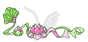 Decorative element with lotus flowers. Art Nouveau - vector clip art