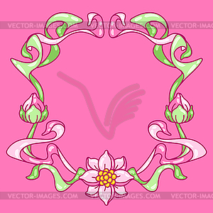 Frame with lotus flowers. Art Nouveau vintage style - vector image