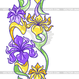 Seamless pattern with iris flowers. Art Nouveau - vector EPS clipart