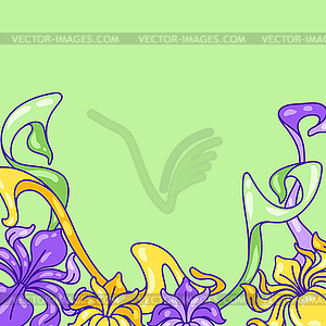 Background with iris flowers. Art Nouveau vintage - vector clipart