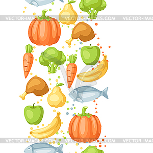 Seamless pattern with baby food items - vector image