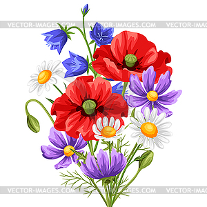 Букет с летними цветами - клипарт в векторе / векторное изображение