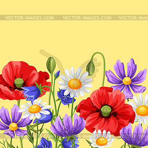 Фон с летними цветами - цветной векторный клипарт