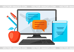 Online studying at home concept. Distance education - vector image