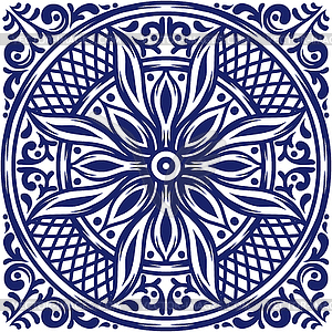 Italian ceramic tile pattern. Mediterranean - vector clipart