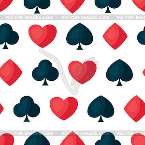 Seamless pattern with four playing cards symbols - vector image