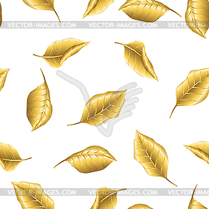 Seamless floral pattern with gold autumn foliage - vector clip art